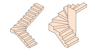 90度、180度らせん状に曲がった階段